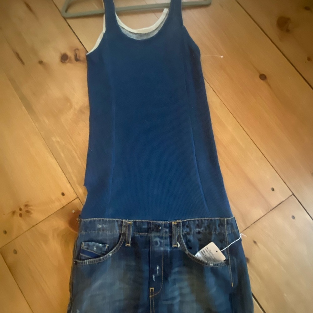 made in Italy rib tank jumper denim skirt dress